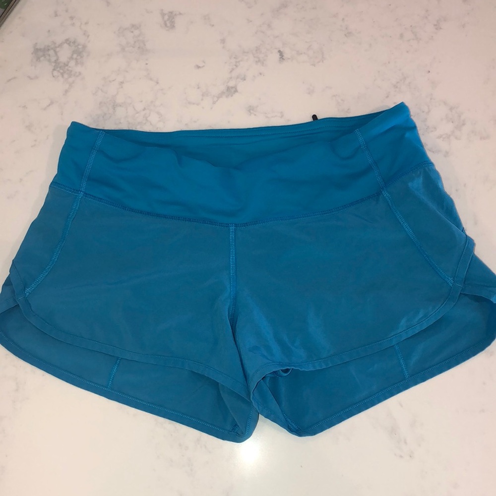 LULULEMON SPEED SHORT 2.5 SZ 4 BRIGHT BLUE